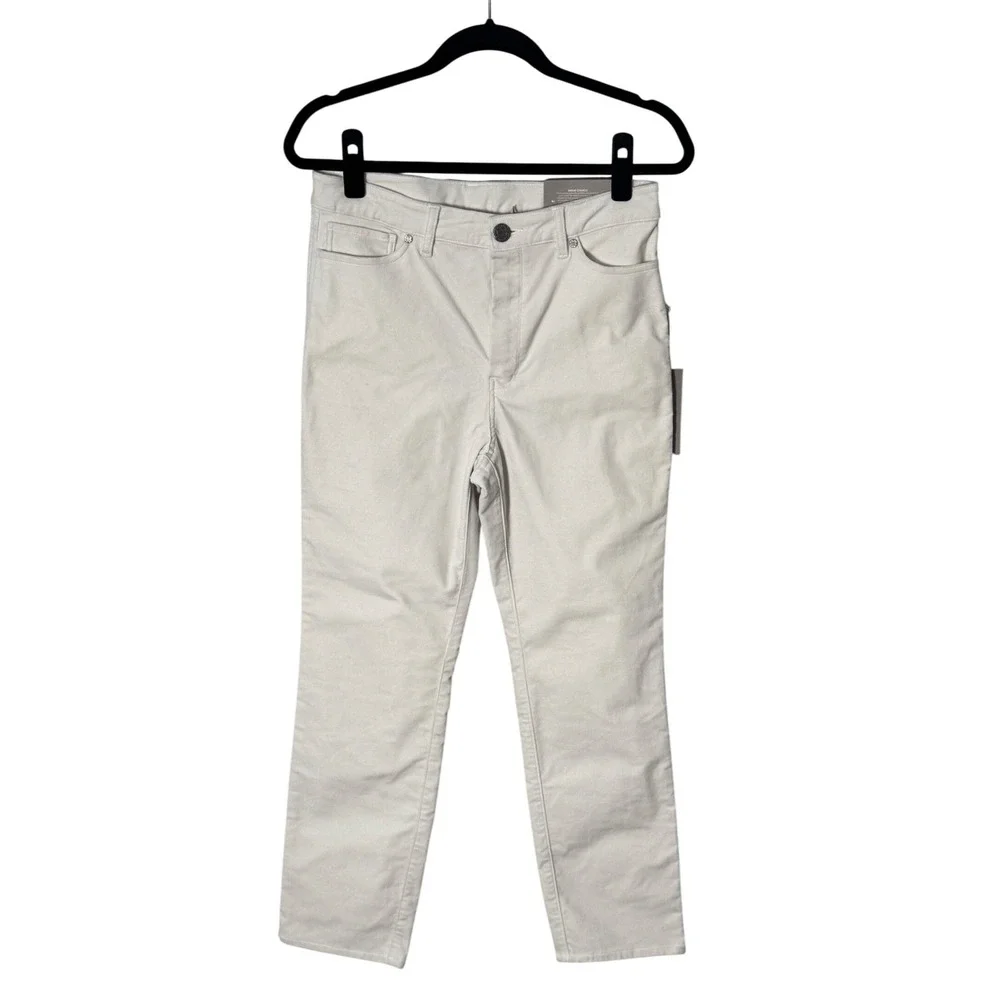 NWT Soft Surroundings Blakely Velveteen Straight Leg Pants Ivory Pearl Size‎ 6